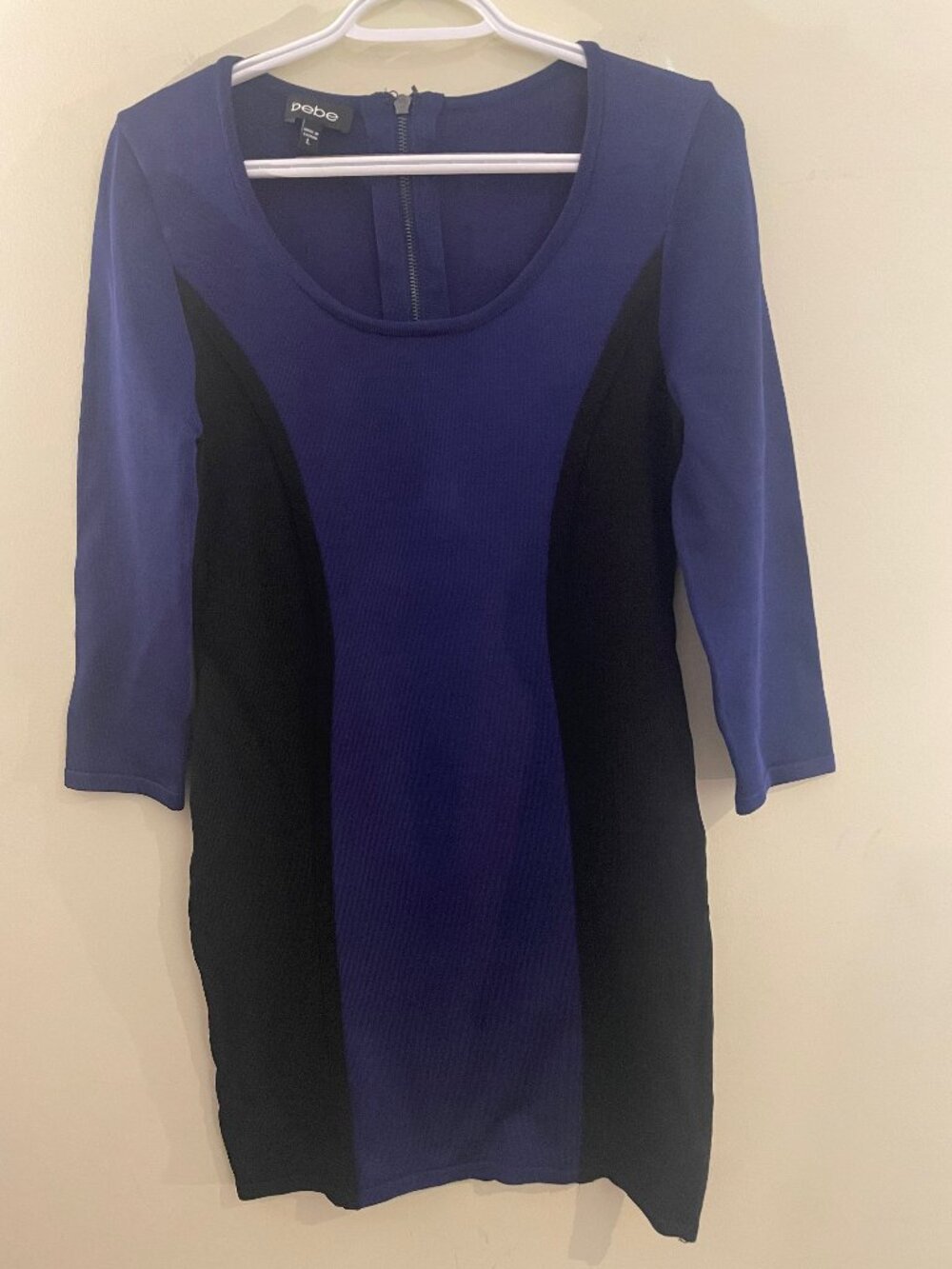 bebe Blue & Black Colorblock Bodycon Dress Size L